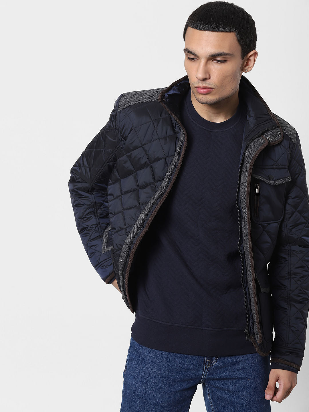 Blue Hooded Puffer Jacket