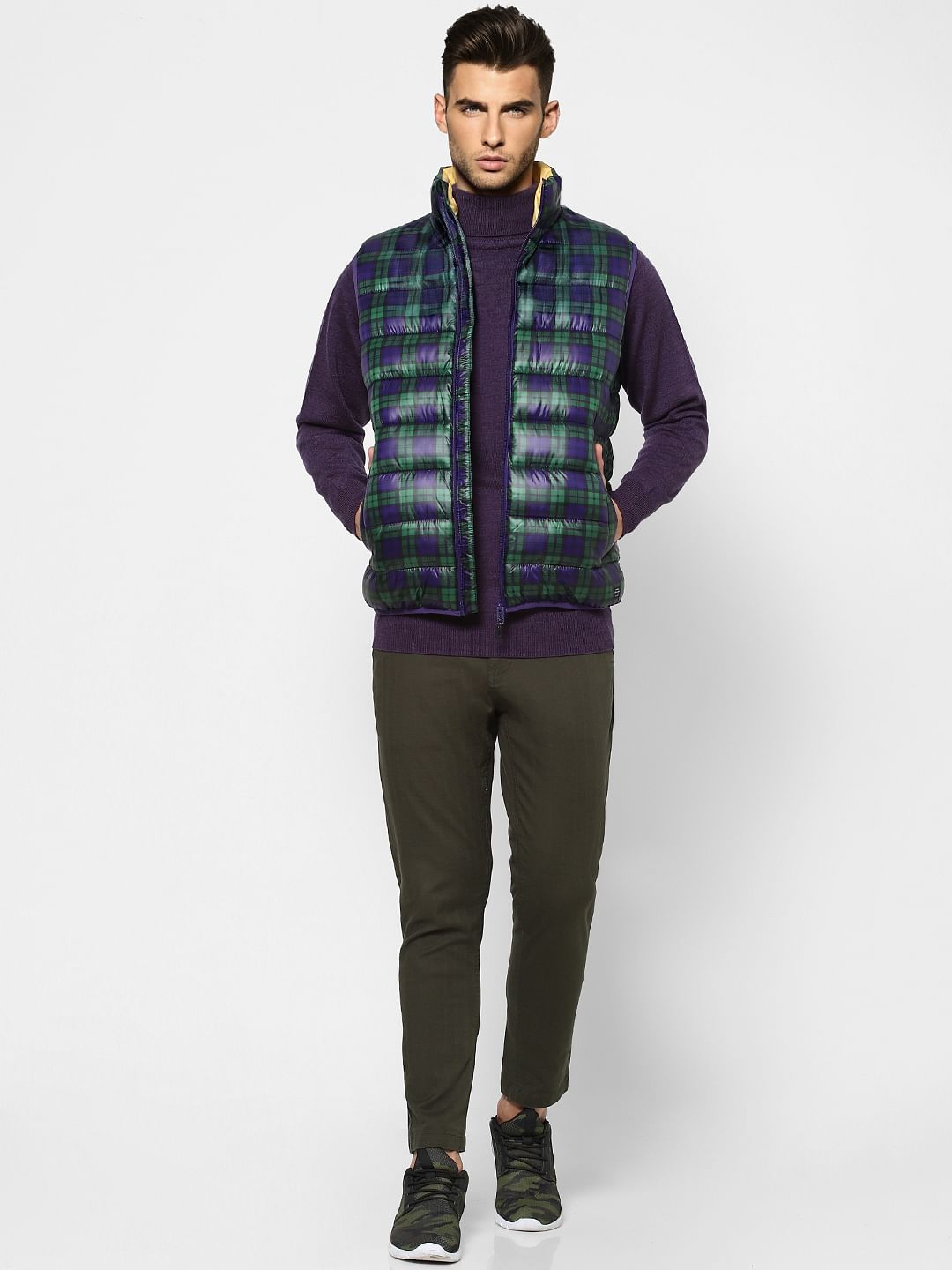 Green Check Puffer Jacket