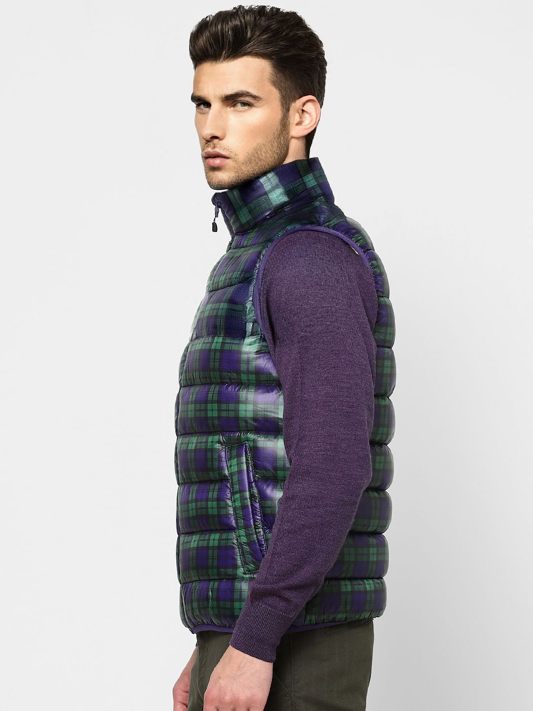 Green Check Puffer Jacket