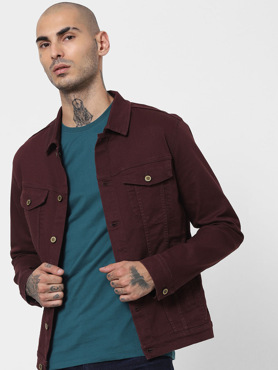 Brown Solid Jacket - S