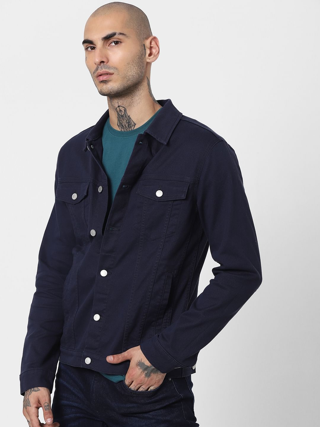 Blue Solid Jacket - S