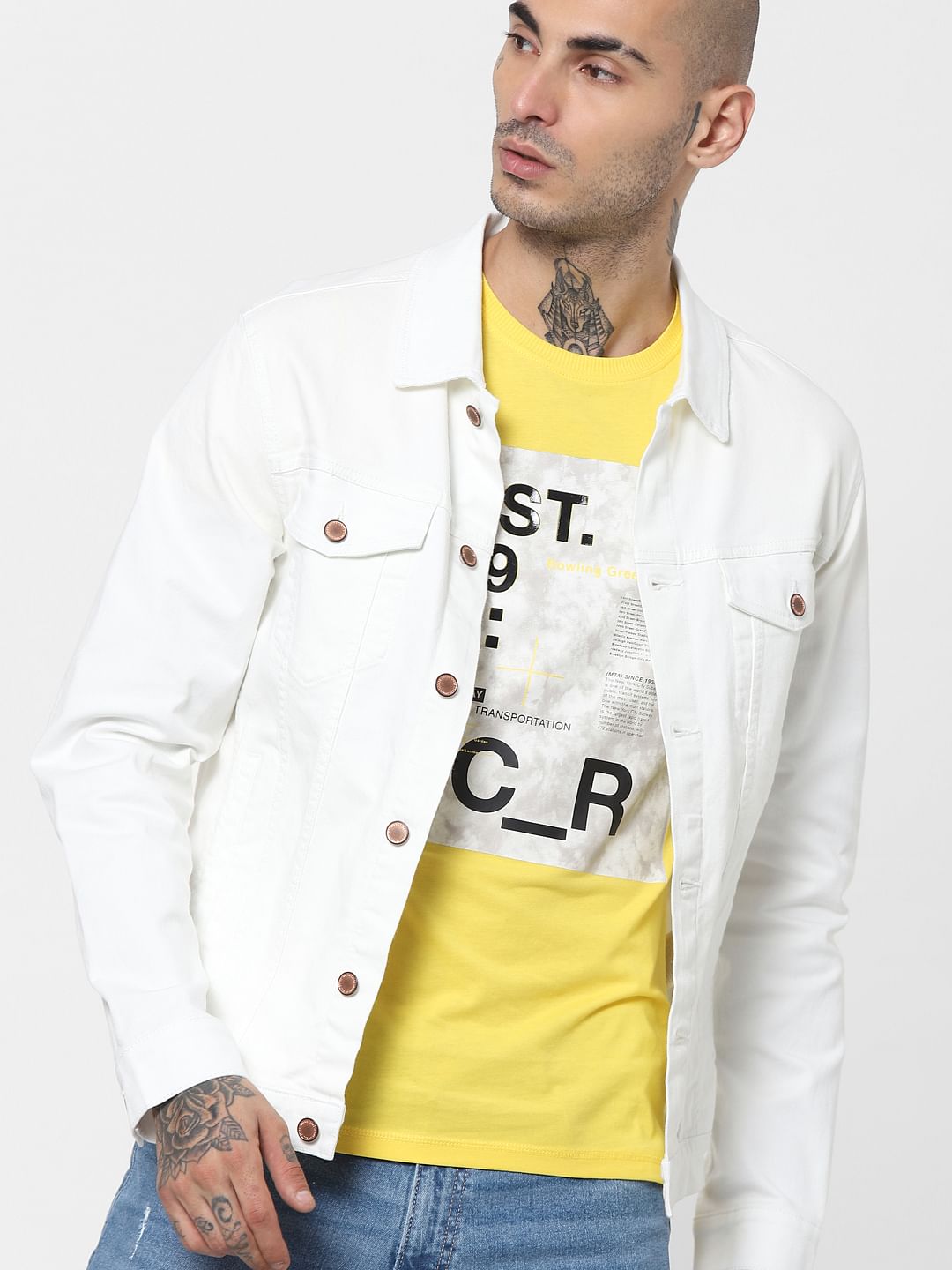 White Solid Jacket - S