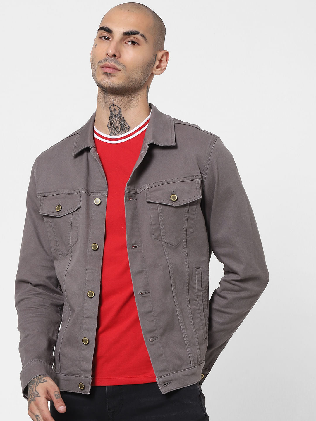 Grey Solid Jacket - S