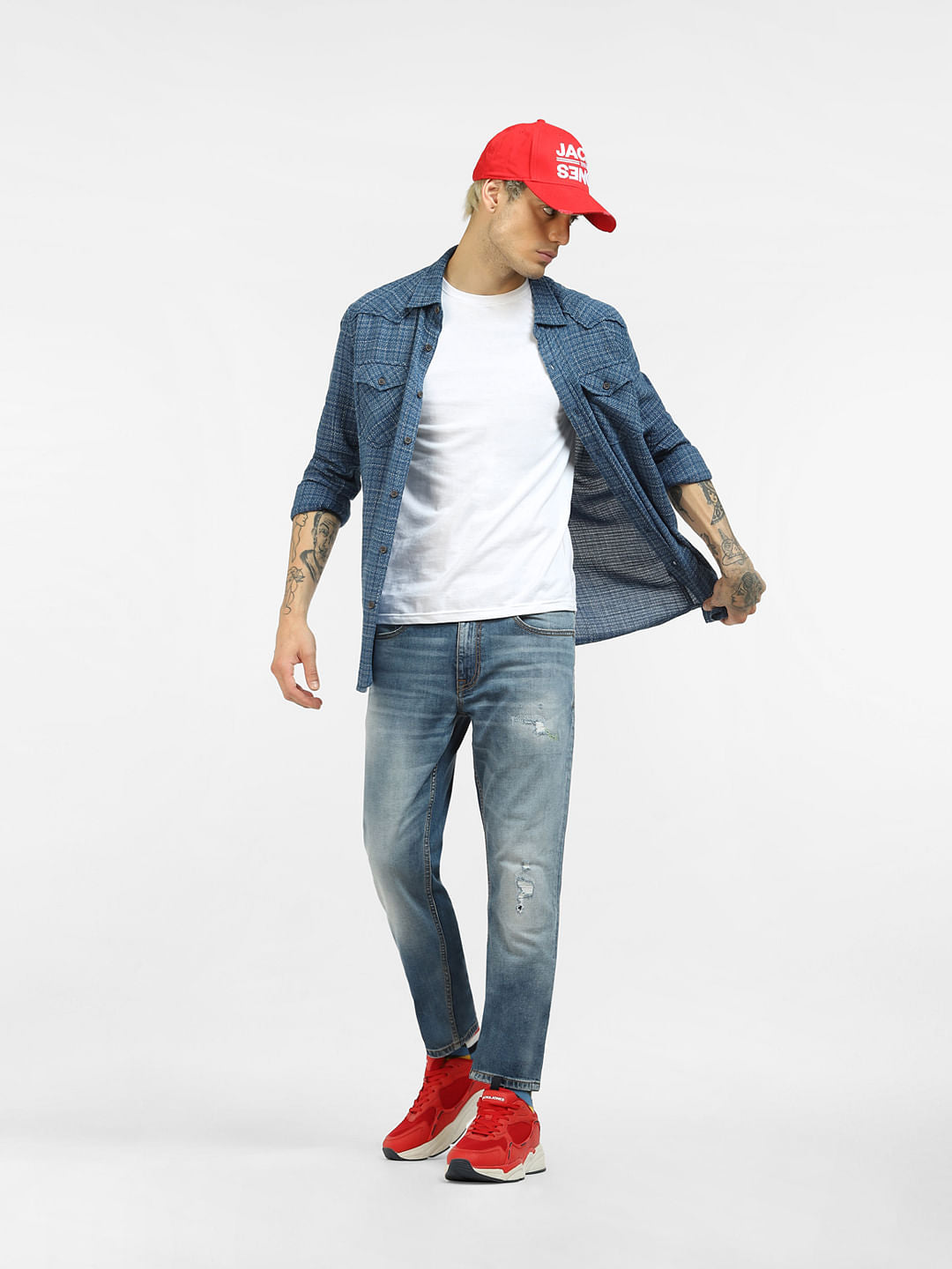 Blue Low Rise Washed Glenn Slim Jeans - 28/30