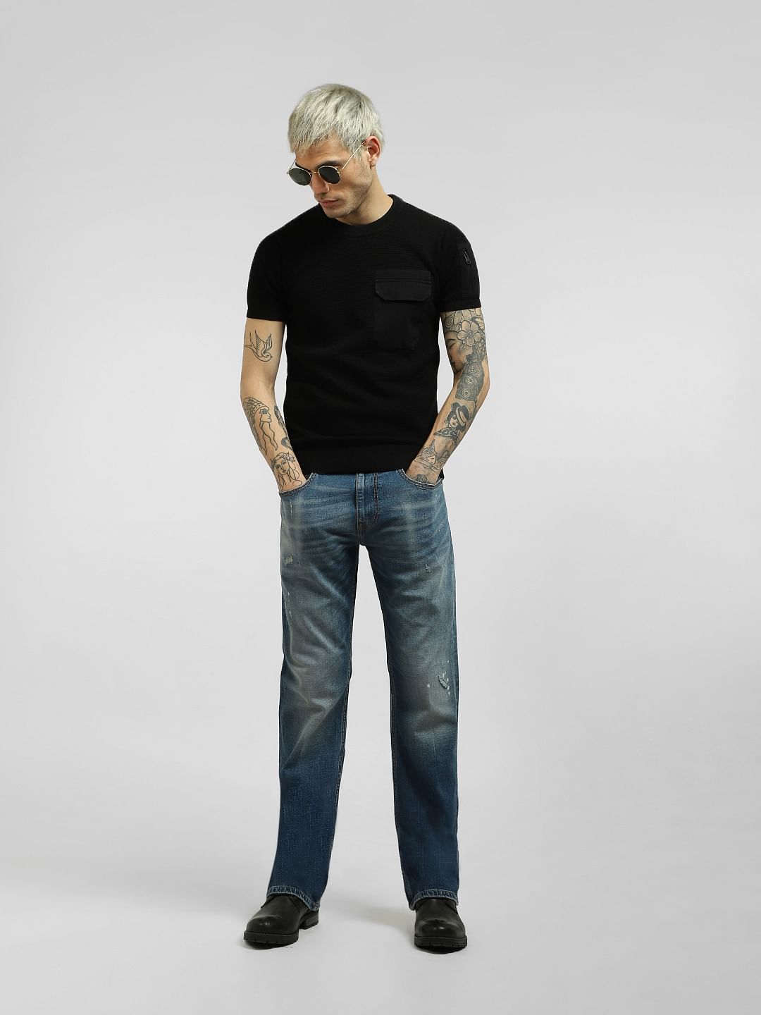 Blue High Rise Bootcut Jeans