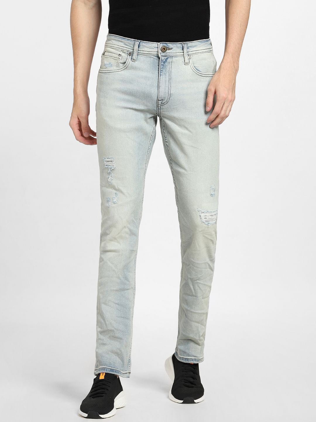 Light Blue Mid Rise Distressed Clark Regular Jeans
