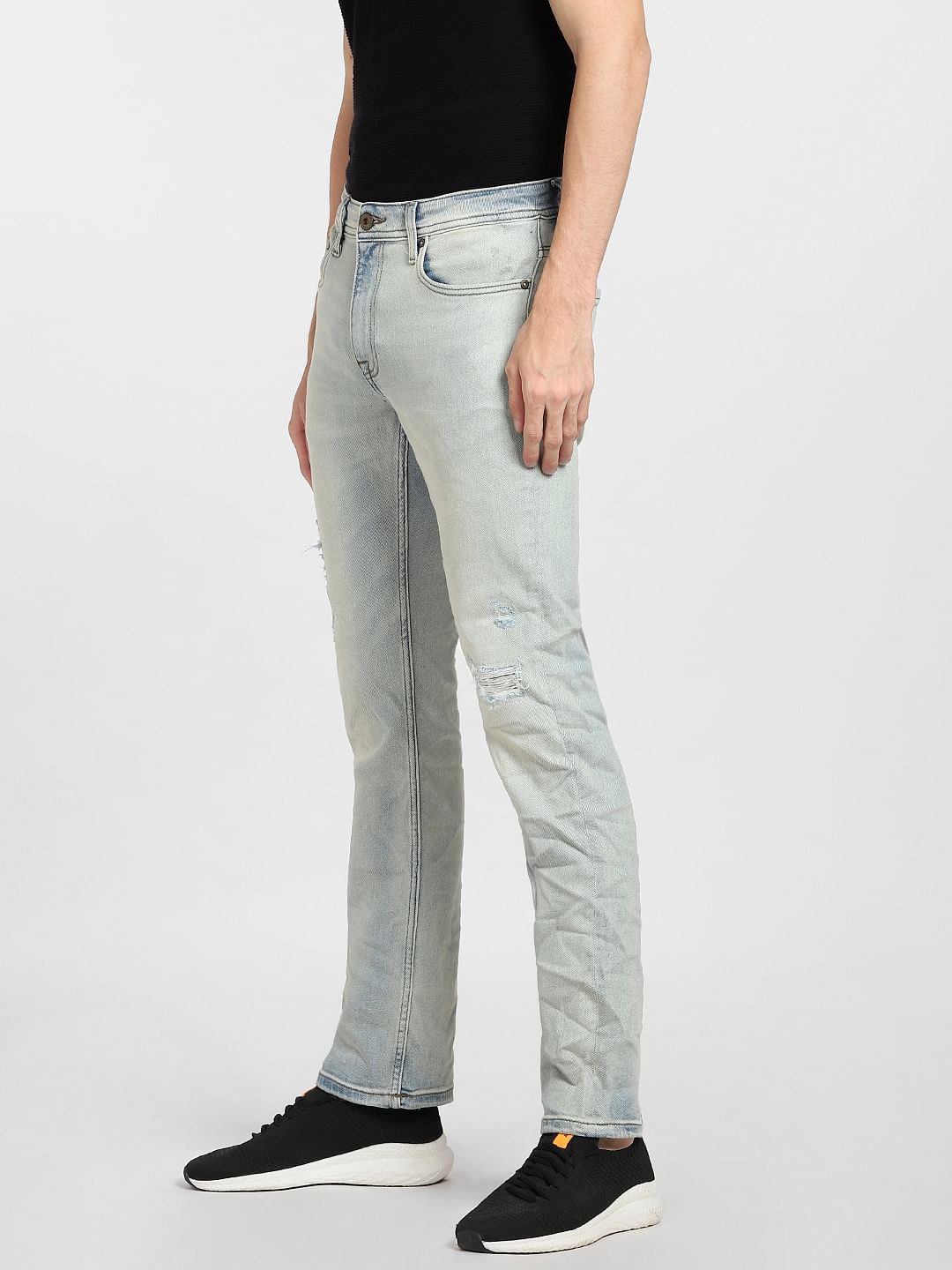 Light Blue Mid Rise Distressed Clark Regular Jeans