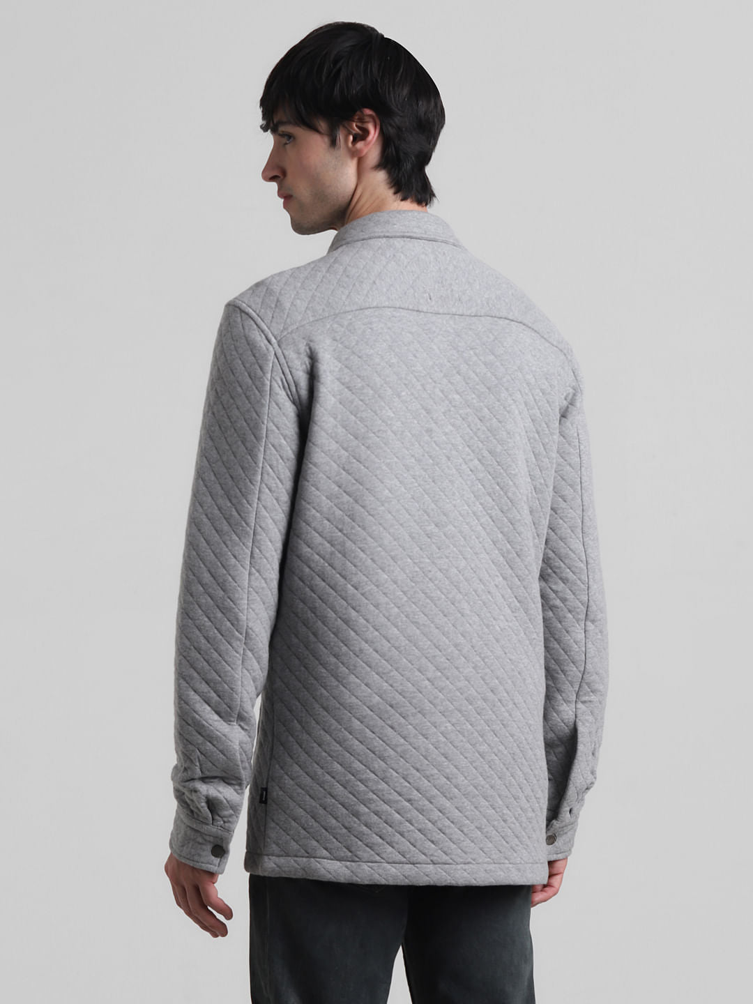 Grey Patch Pocket Knit Shirt