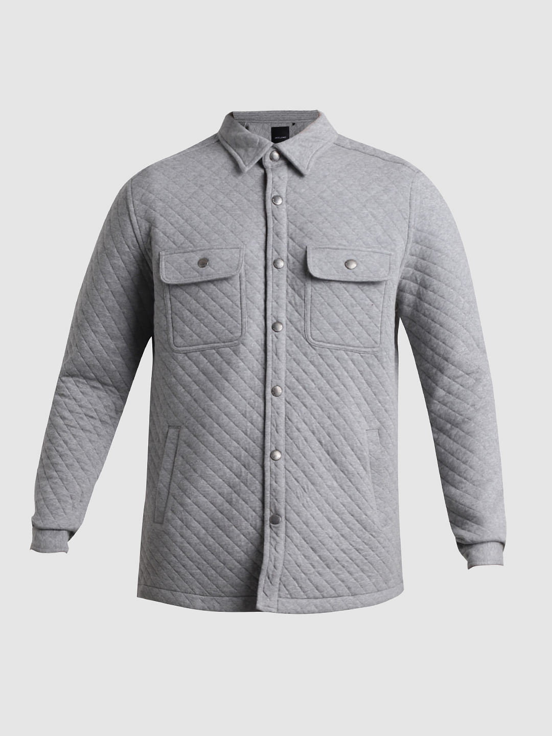 Grey Patch Pocket Knit Shirt
