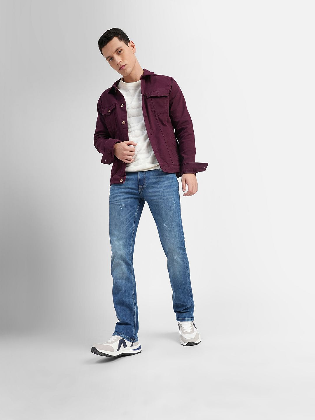 Light Blue Mid Rise Clark Straight Fit Jeans - 28/30