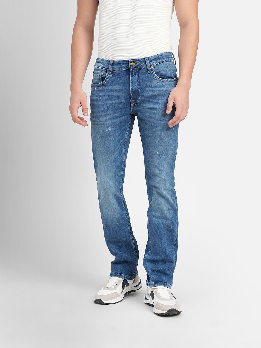 Light Blue Mid Rise Clark Straight Fit Jeans