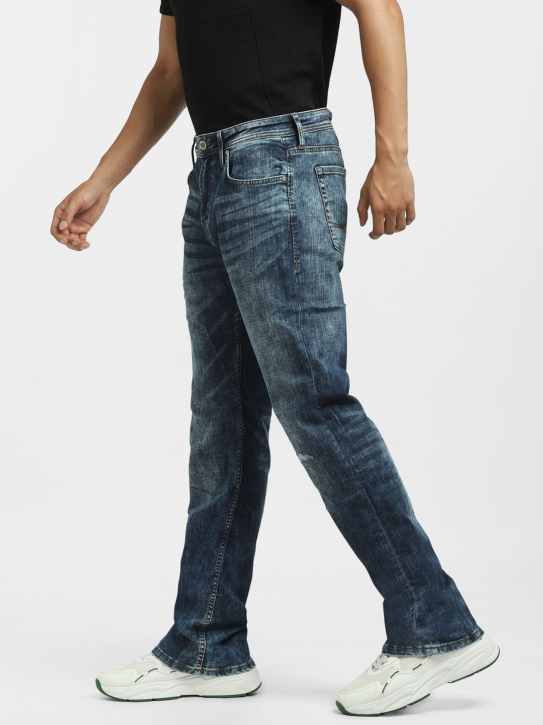 Blue High Rise Washed Bootcut Jeans