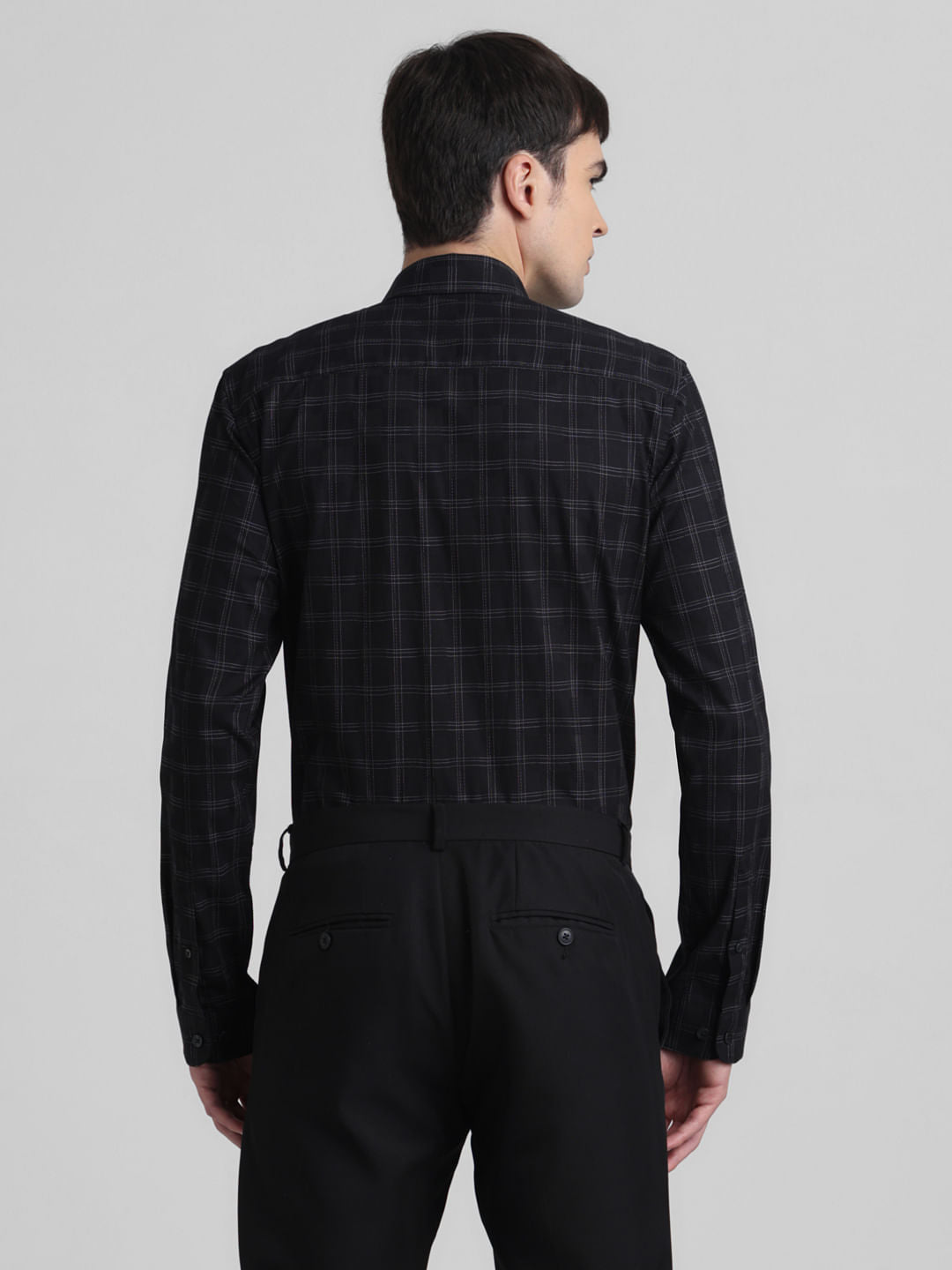 Black Check Print Full Sleeves Shirt