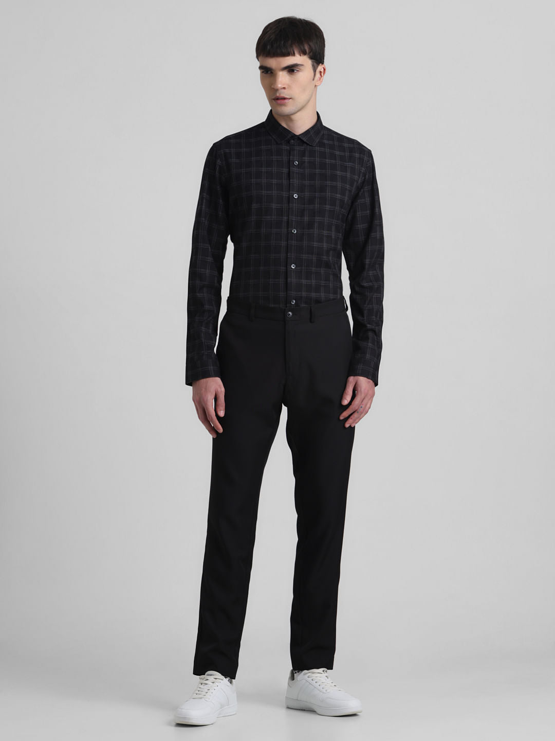 Black Check Print Full Sleeves Shirt