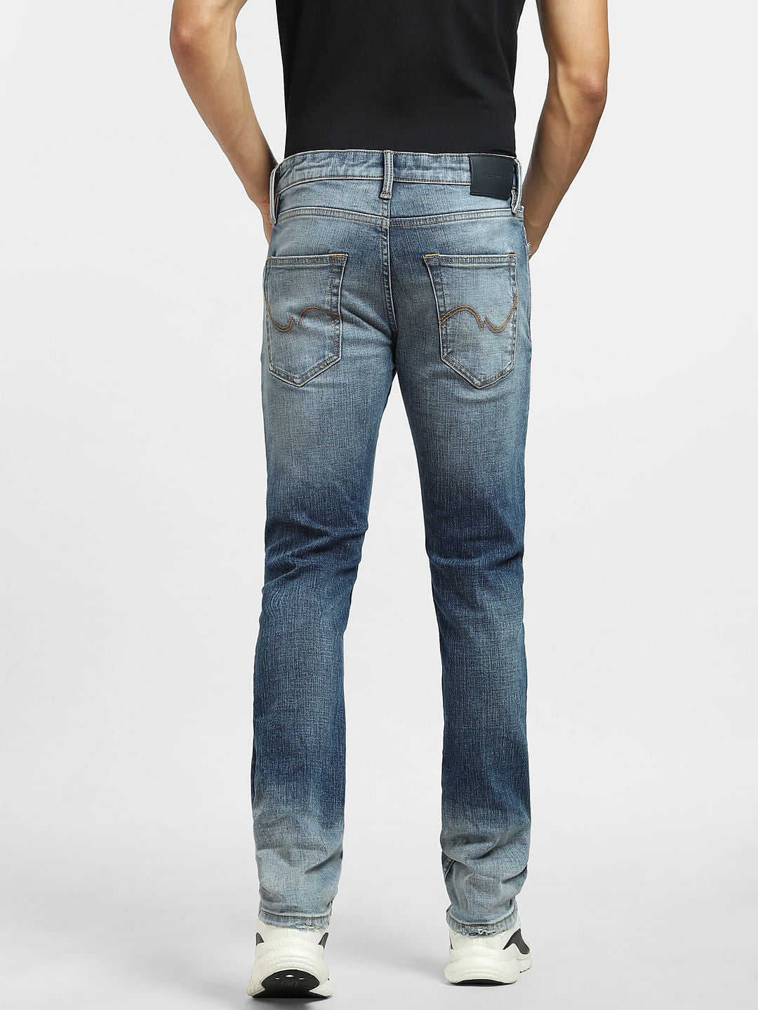 Blue Low Rise Ripped Glenn Slim Jeans