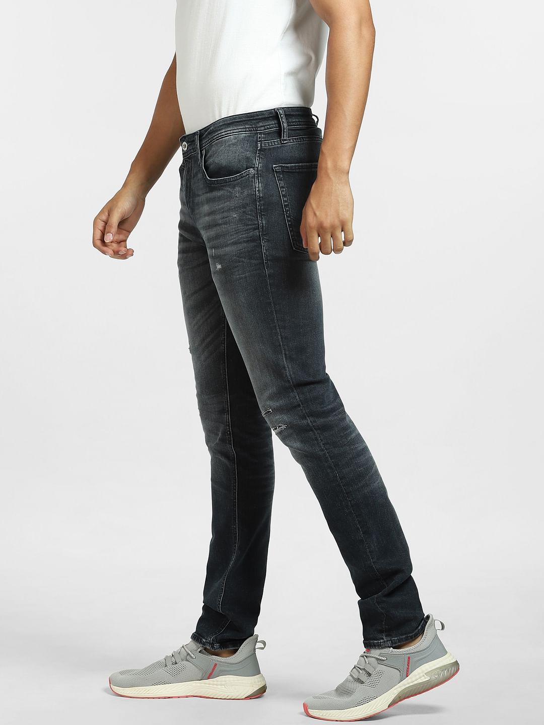Dark Blue Low Rise Ripped Ben Skinny Jeans