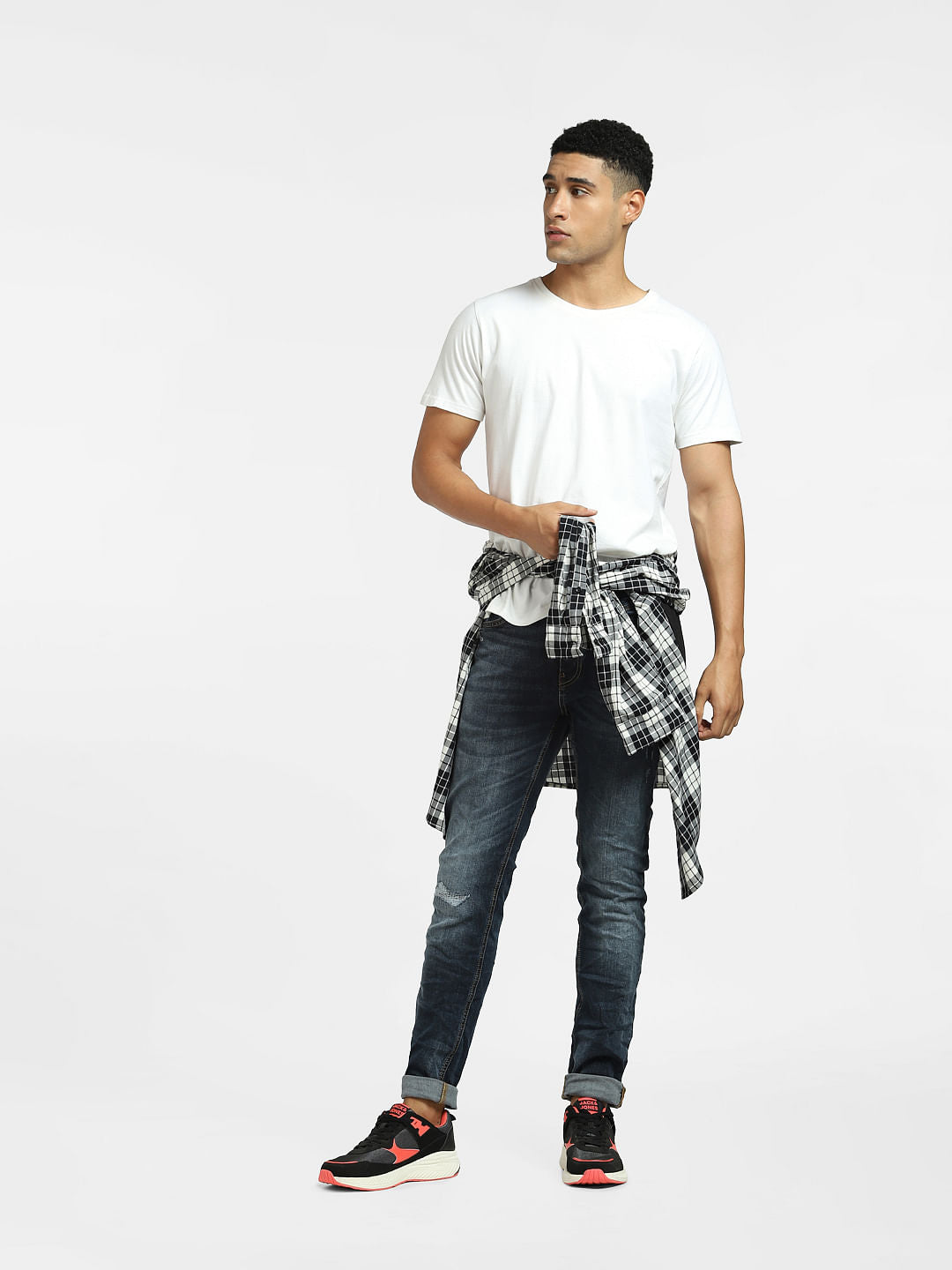 Dark Blue Low Rise Distressed Skinny Jeans - 28/30