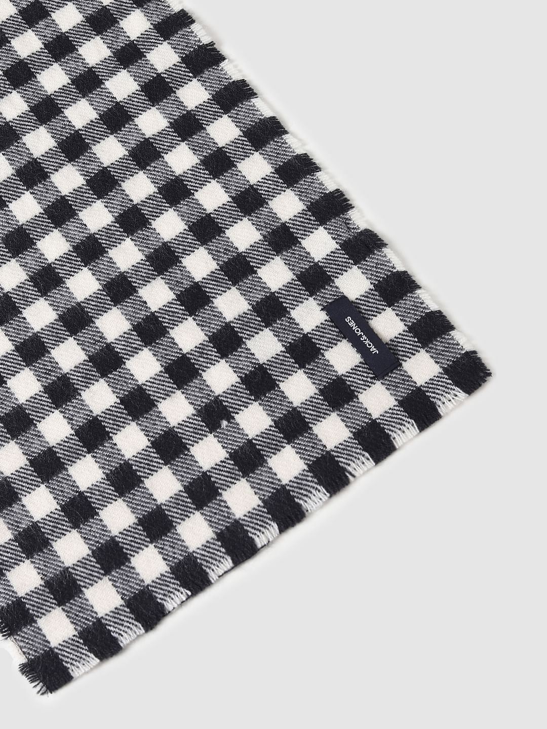 Black Gingham Checkered Scarf
