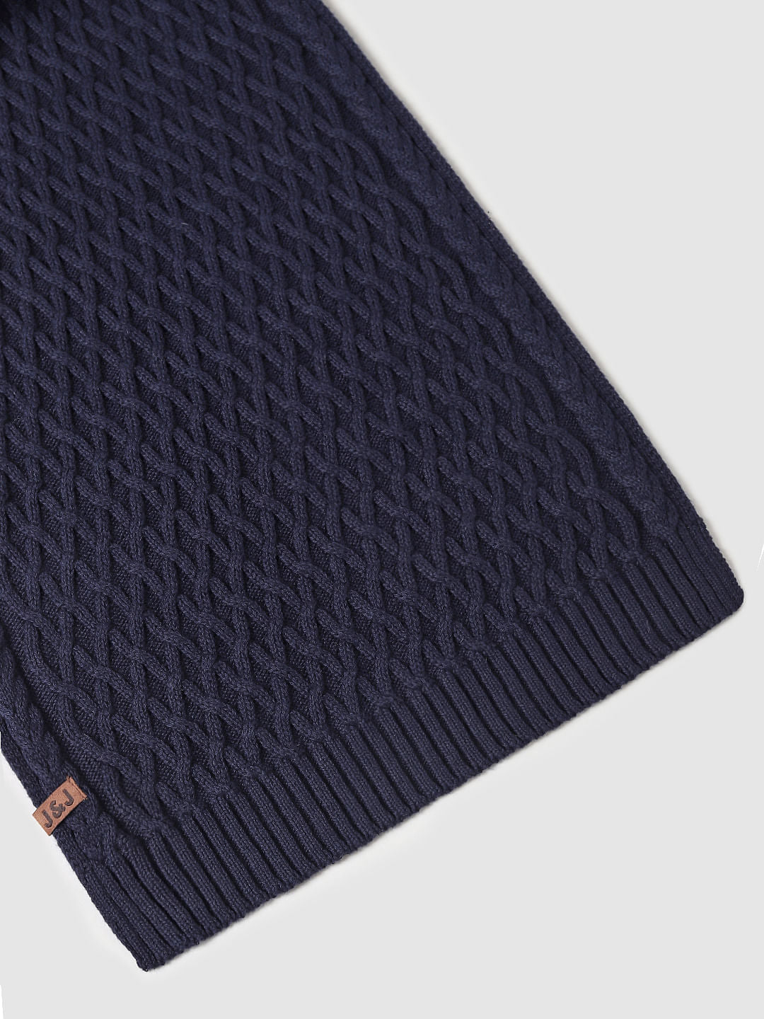 Navy Blue Gingham Checkered Scarf