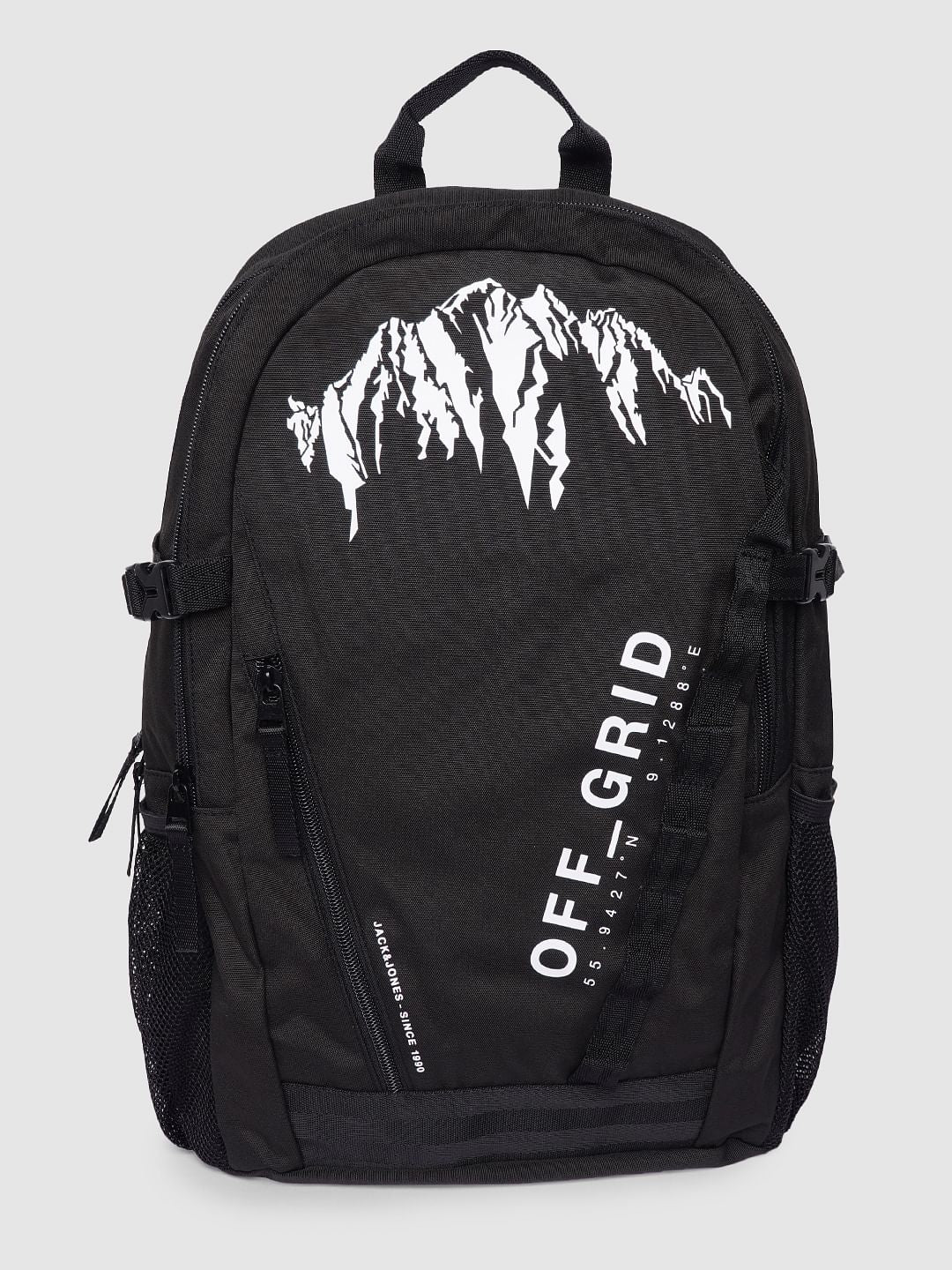 Black Text Print Backpack