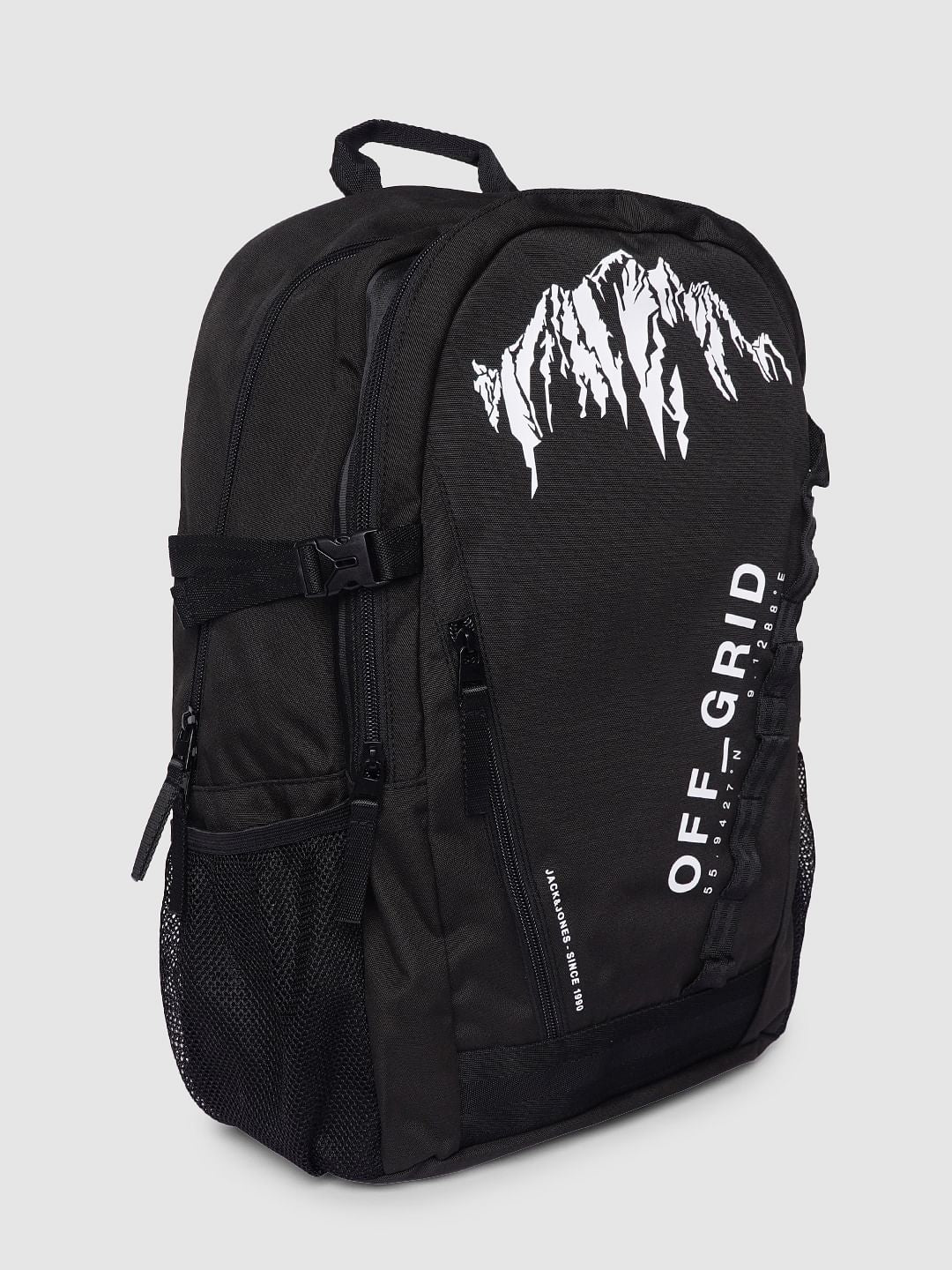 Black Text Print Backpack