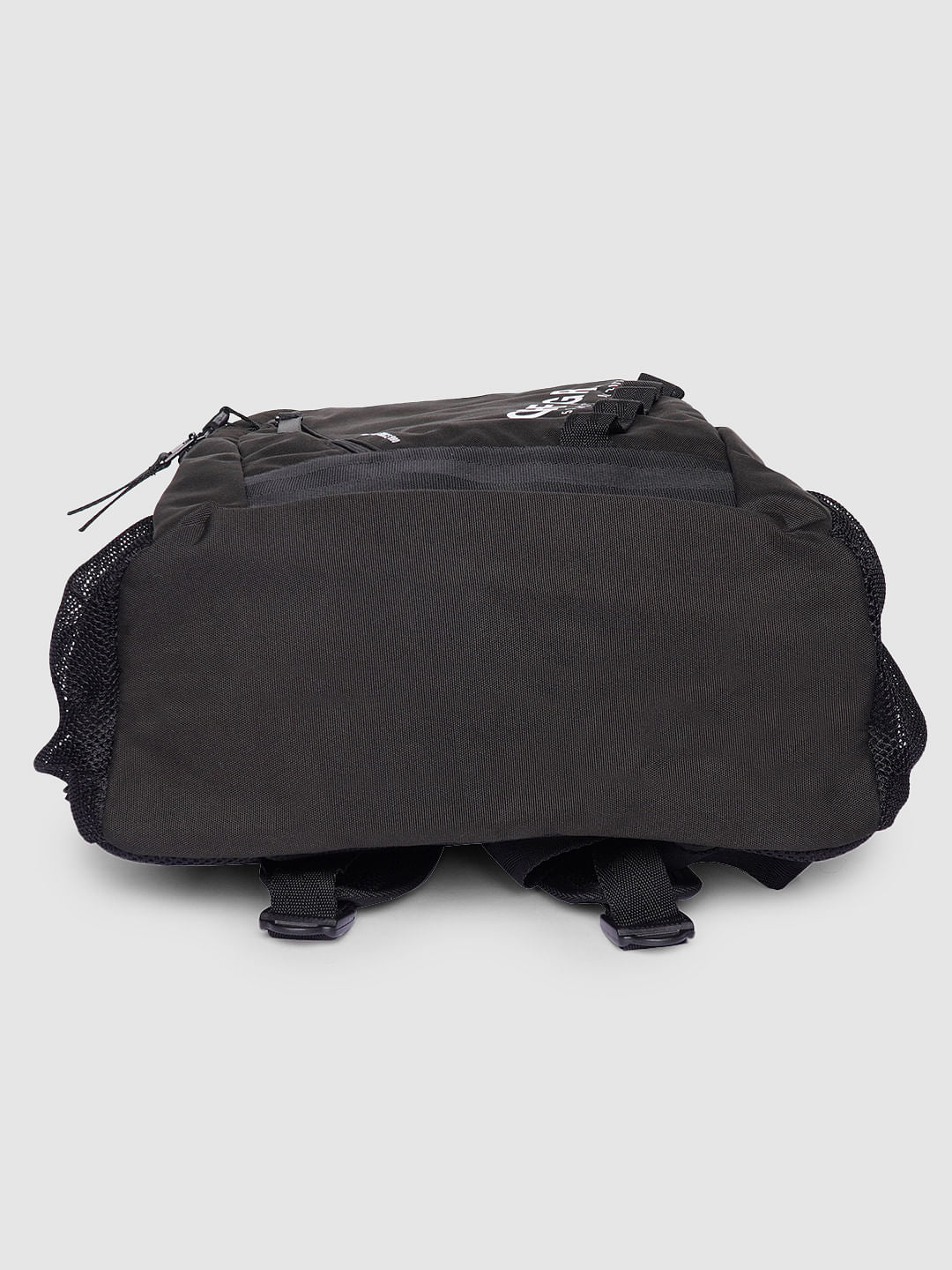 Black Text Print Backpack