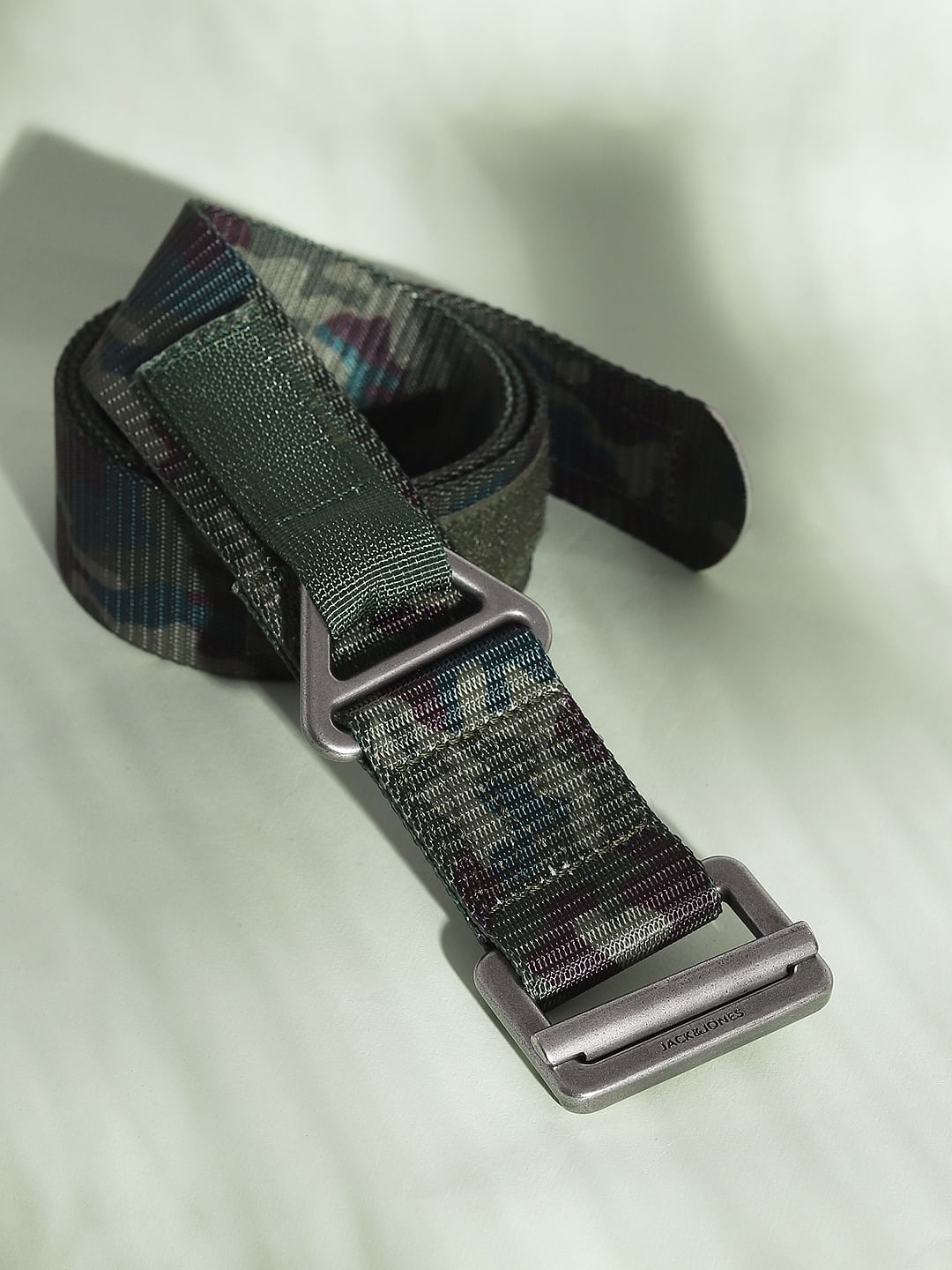 Green Camo Print Military Belt