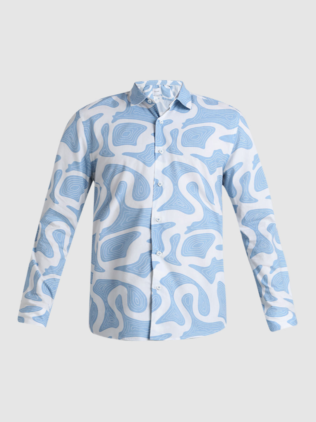 Blue Printed Full Sleeves Shirt