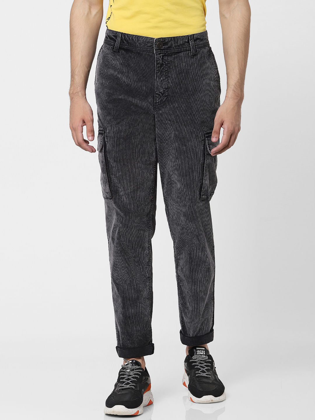Black Mid Rise Corduroy Pants