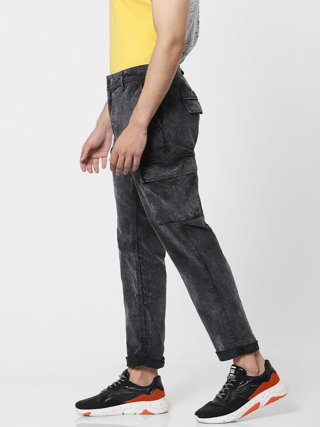 Black Mid Rise Corduroy Pants