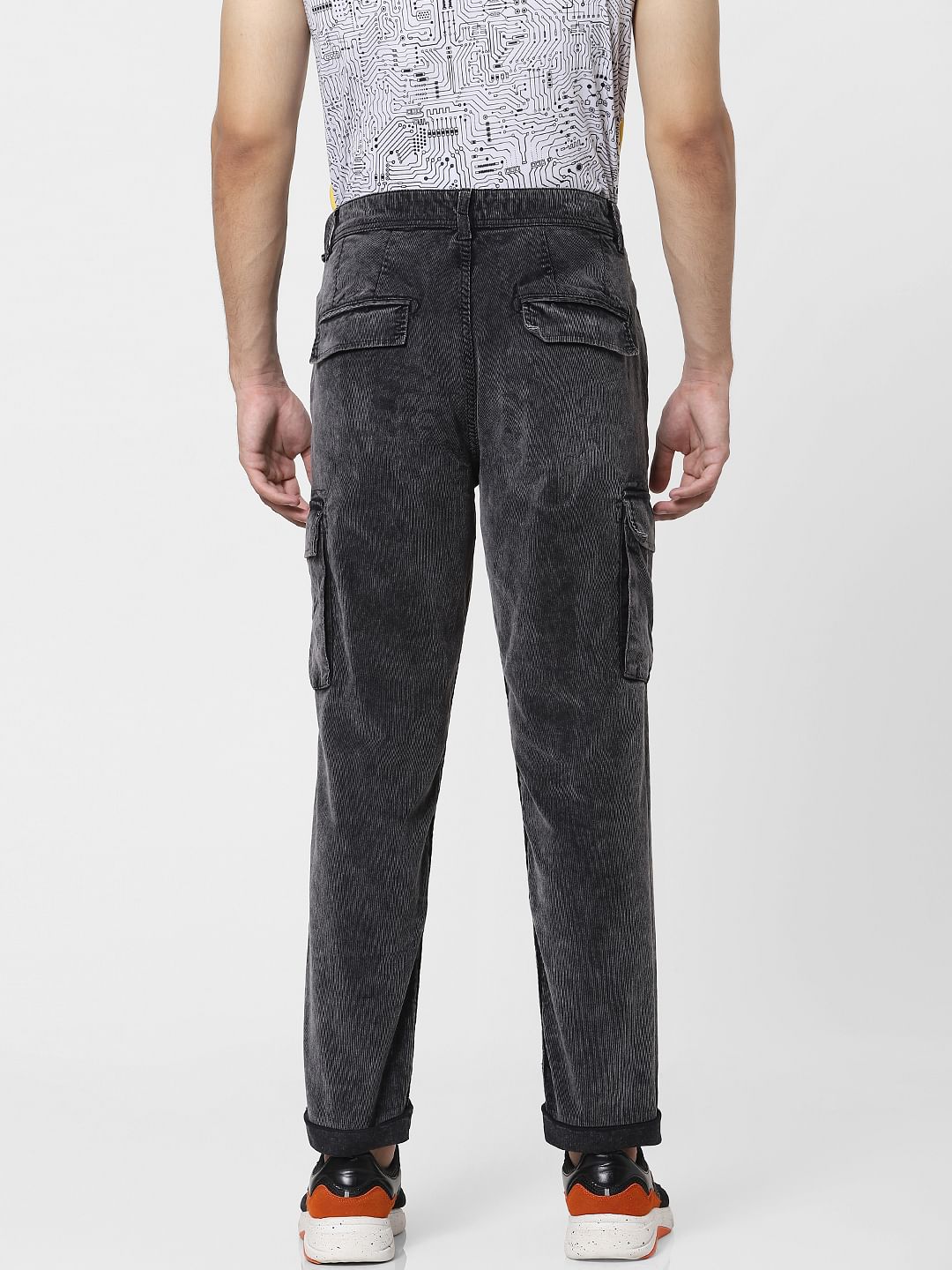 Black Mid Rise Corduroy Pants