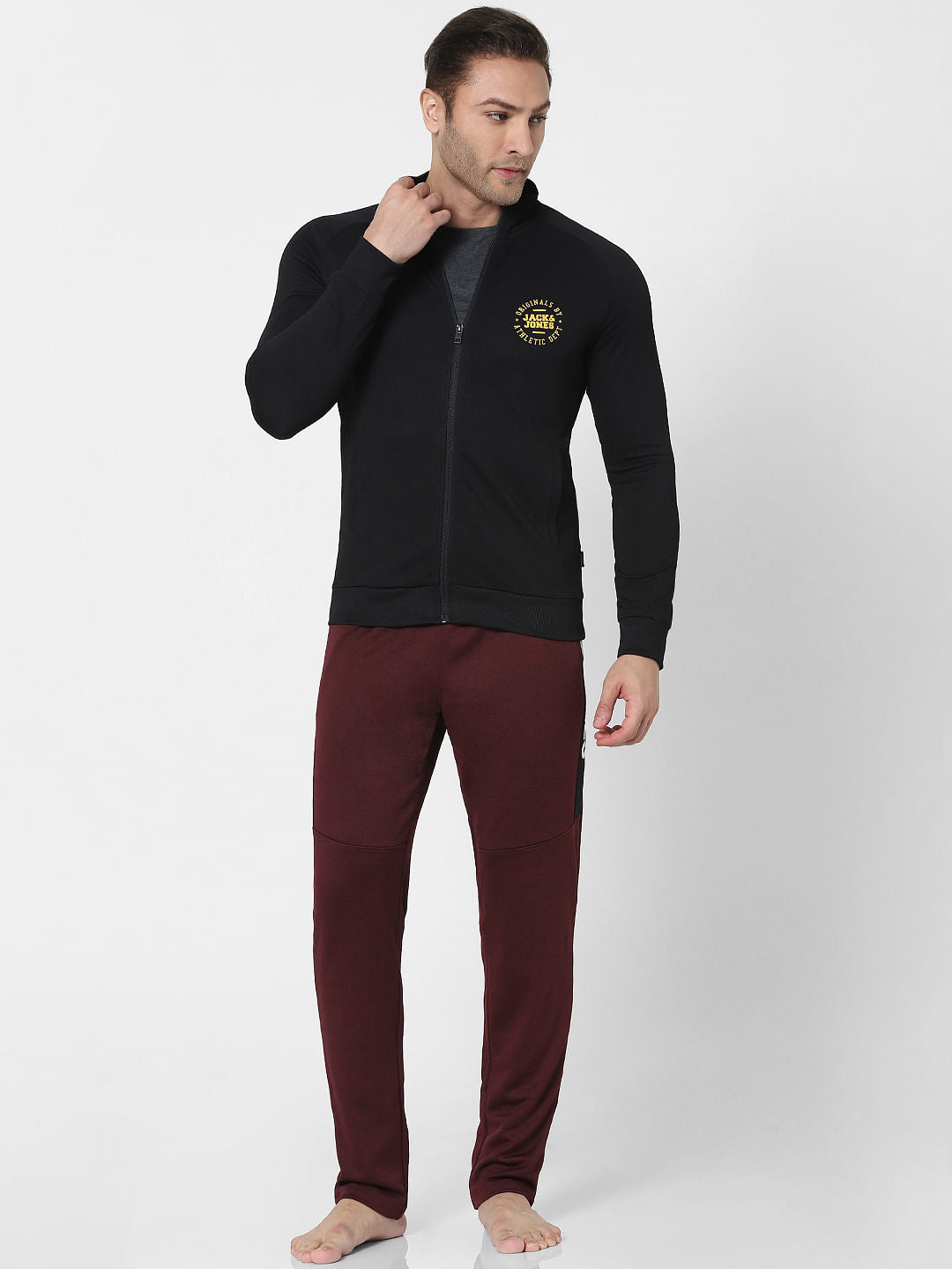 Black High Neck Zip Up Jacket - S