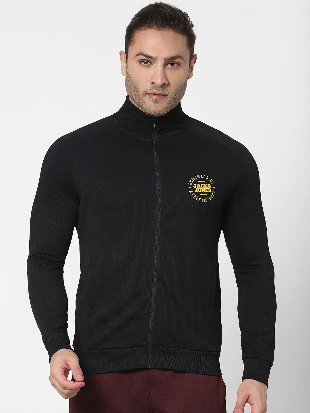 Black High Neck Zip Up Jacket