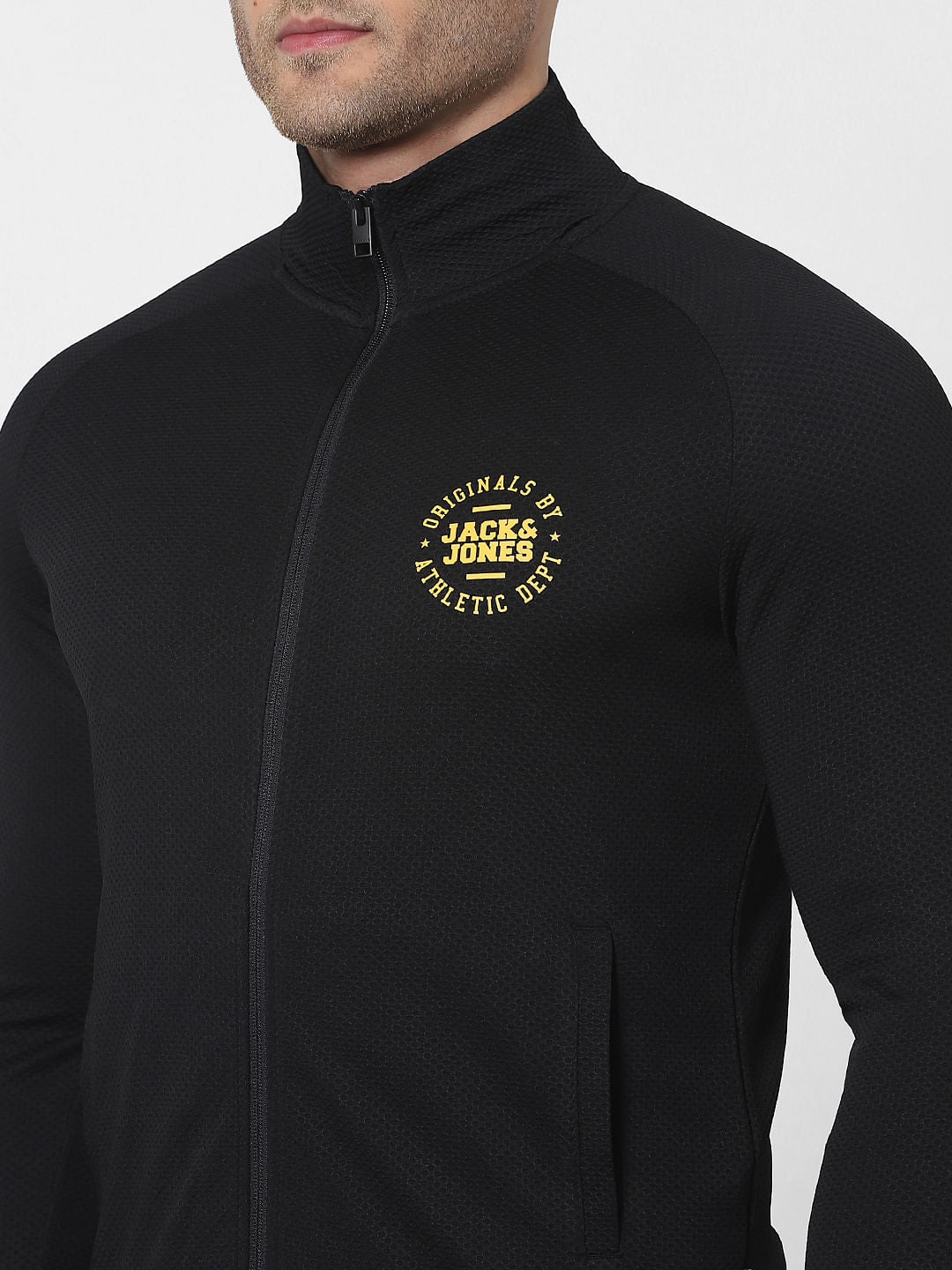 Black High Neck Zip Up Jacket