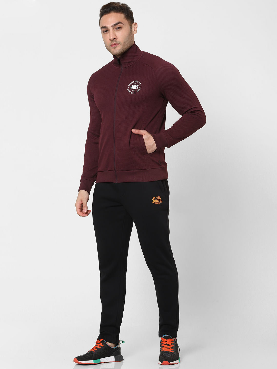 Maroon Turtleneck Zip Up Sweatshirt - S