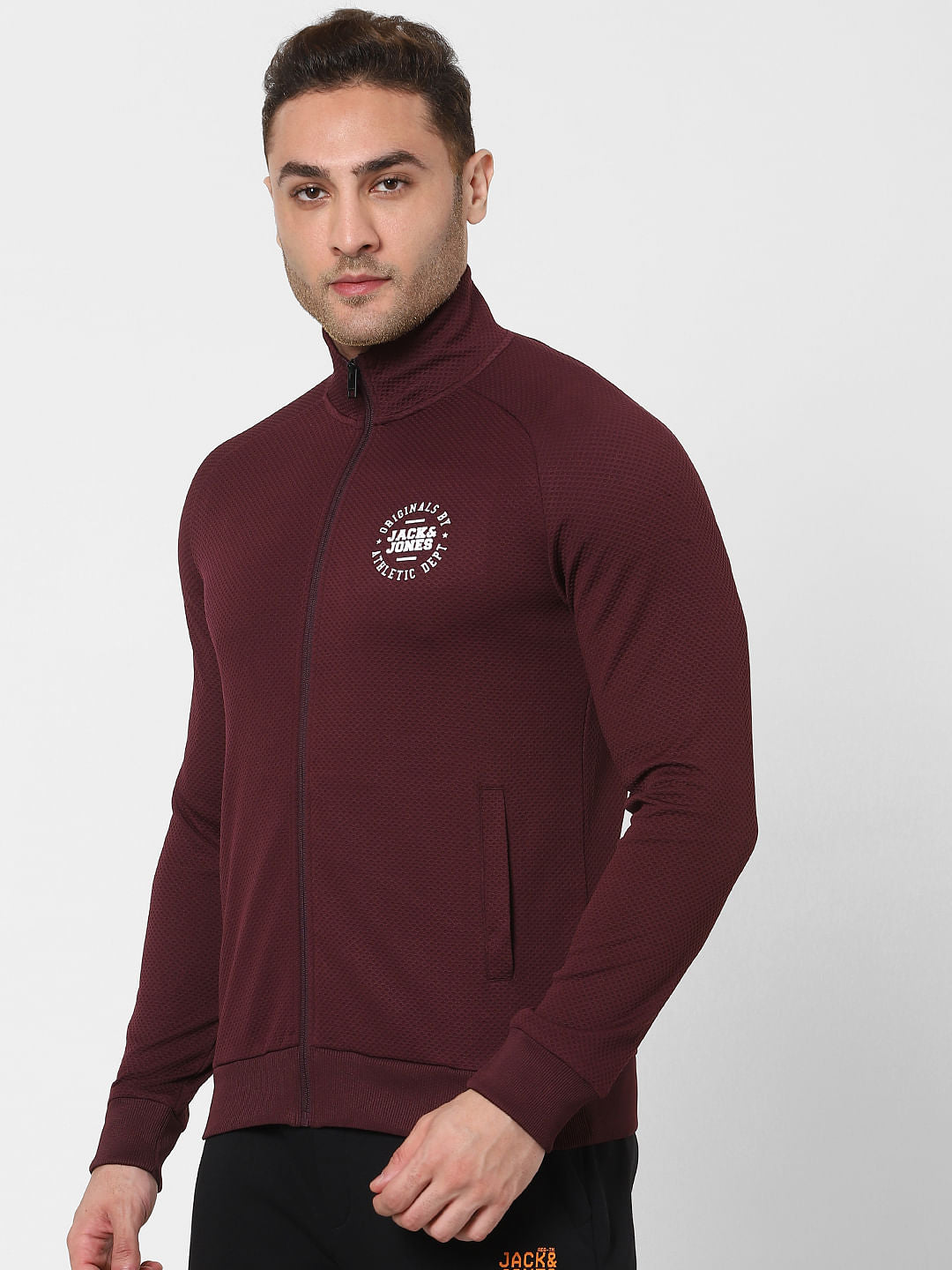 Maroon Turtleneck Zip Up Sweatshirt