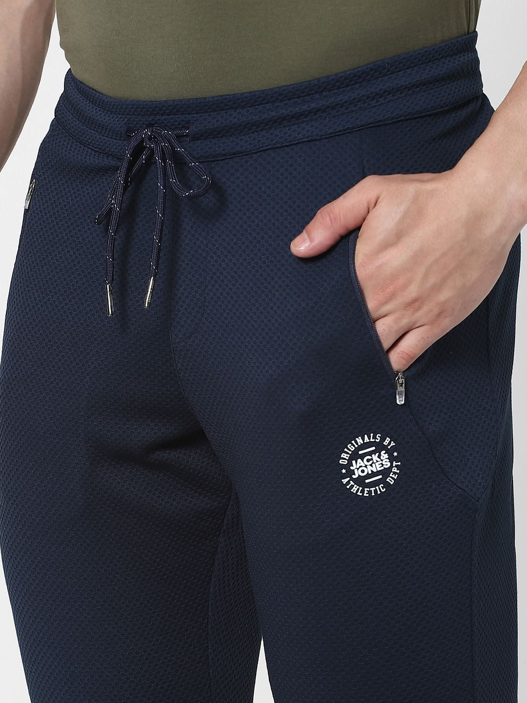 Navy Blue Mid Rise Trackpants
