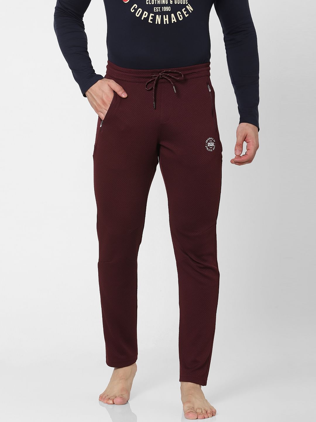 Maroon Mid Rise Trackpants