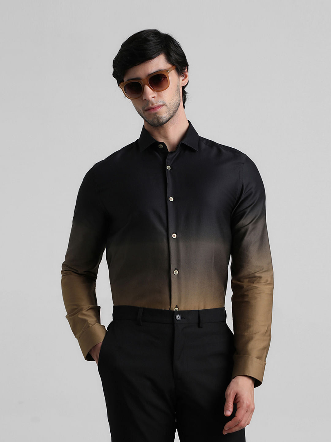 Black Ombre Full Sleeves Shirt - S