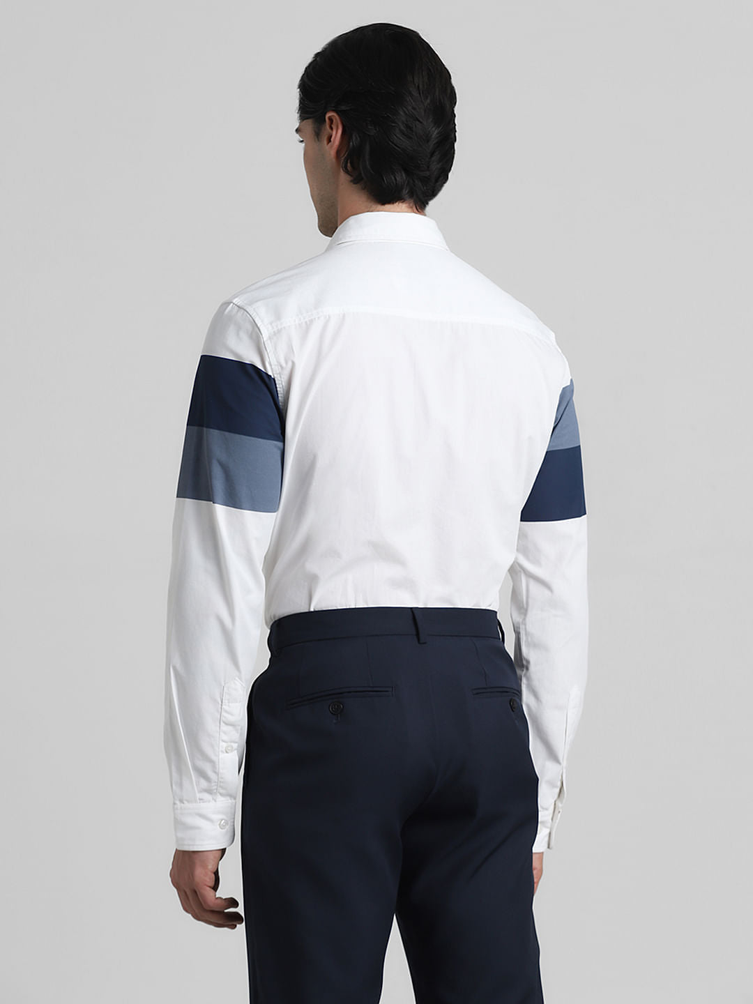 White Placement Print Full Sleeves Shirt