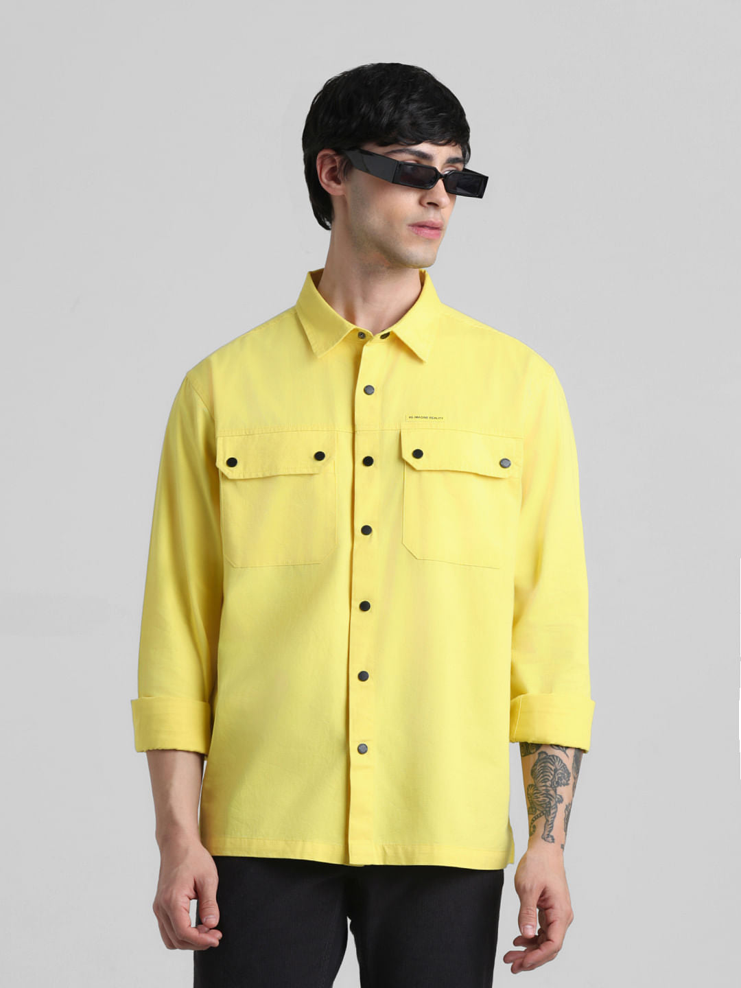 Yellow Patch Pocket Oversized Shirt
