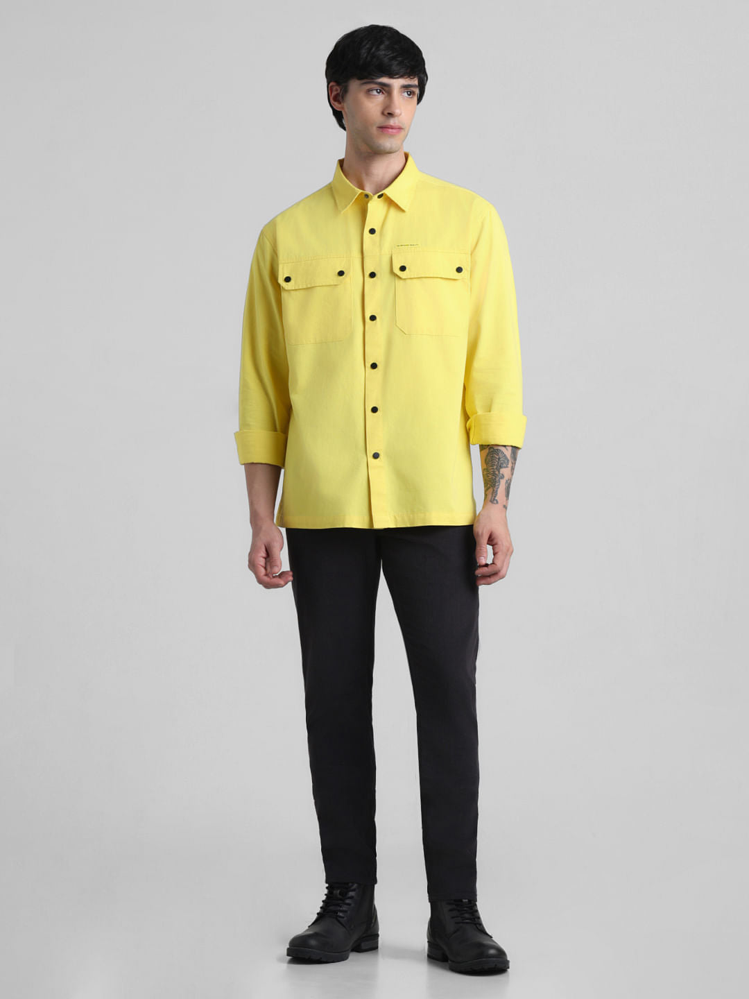 Yellow Patch Pocket Oversized Shirt