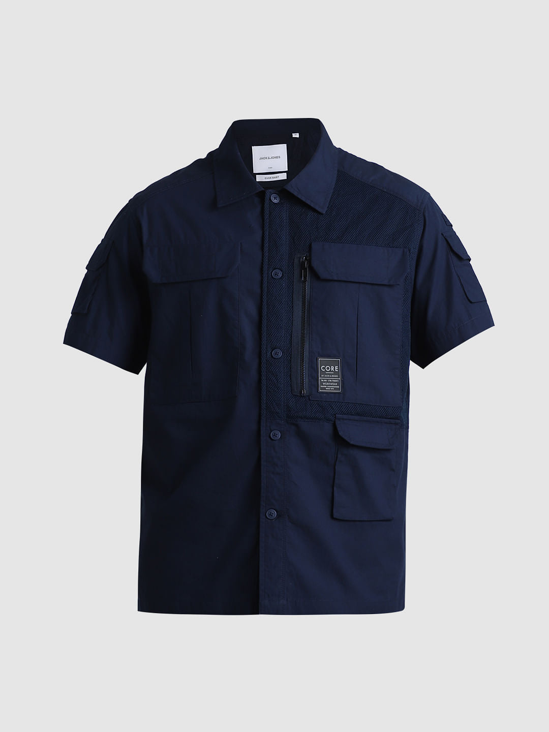Dark Blue Utility Pocket Oversized Shirt