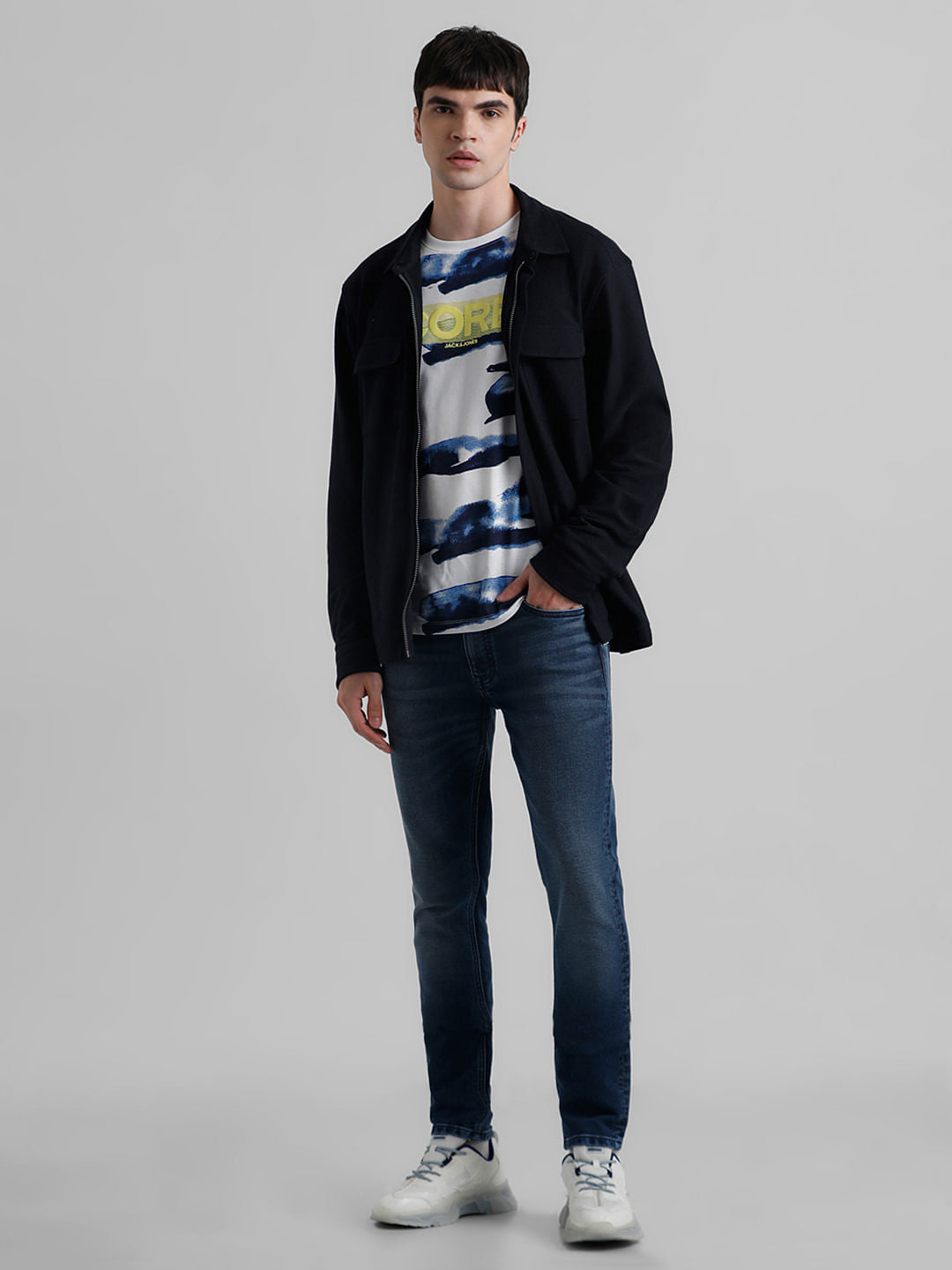 Dark Blue Knit Full Sleeves Shirt