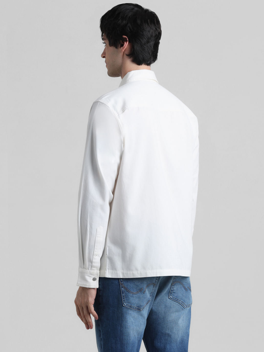 White Oversized Patch Pocket Shirt