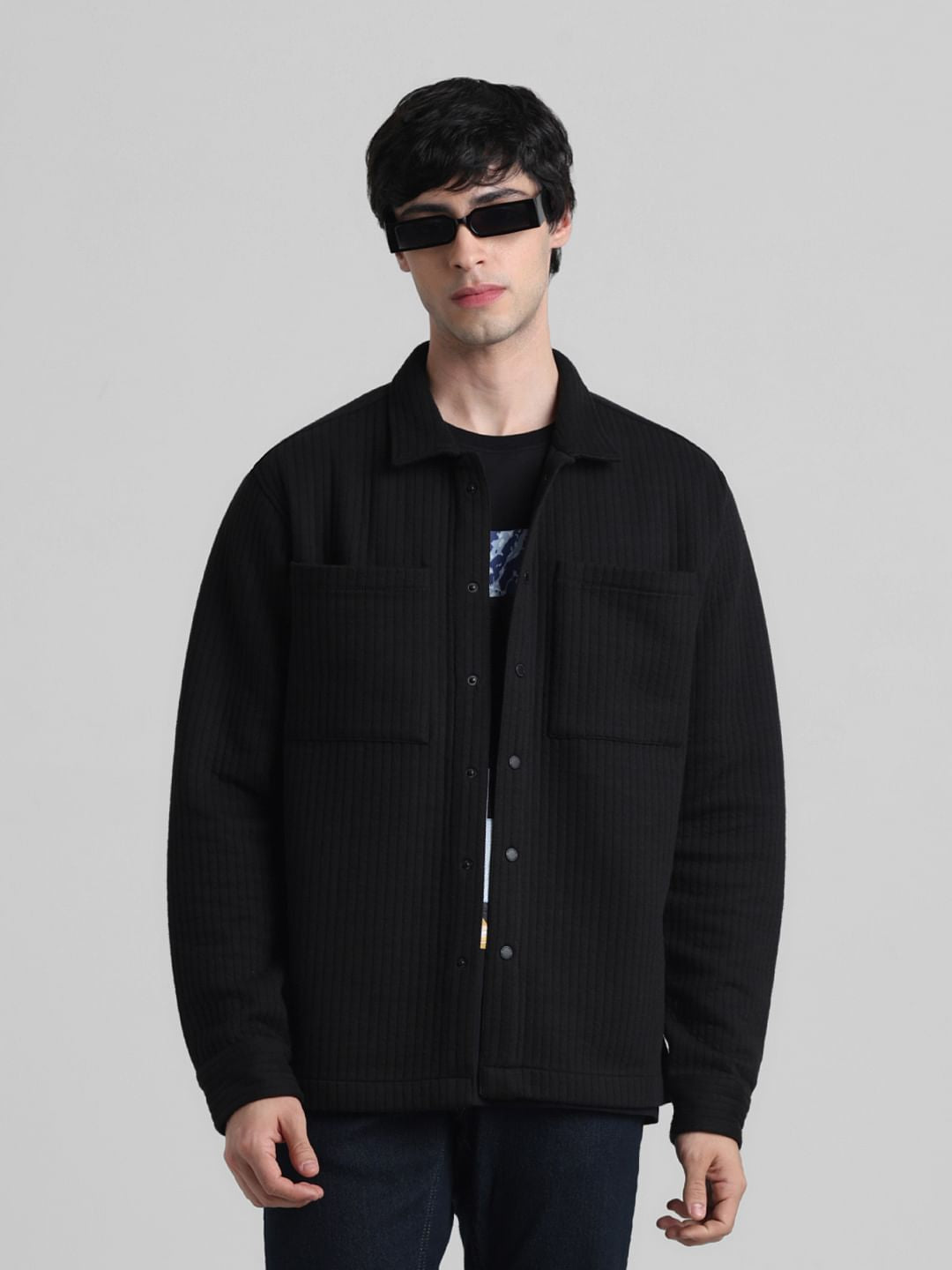 Black Oversized Knitted Shirt - S