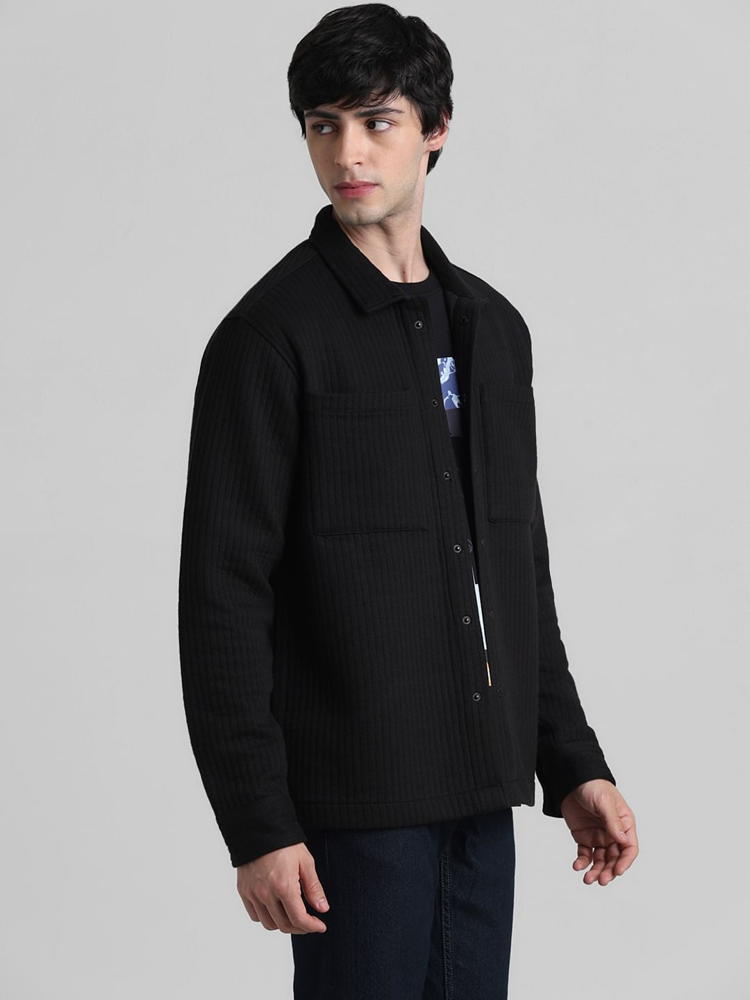 Black Oversized Knitted Shirt