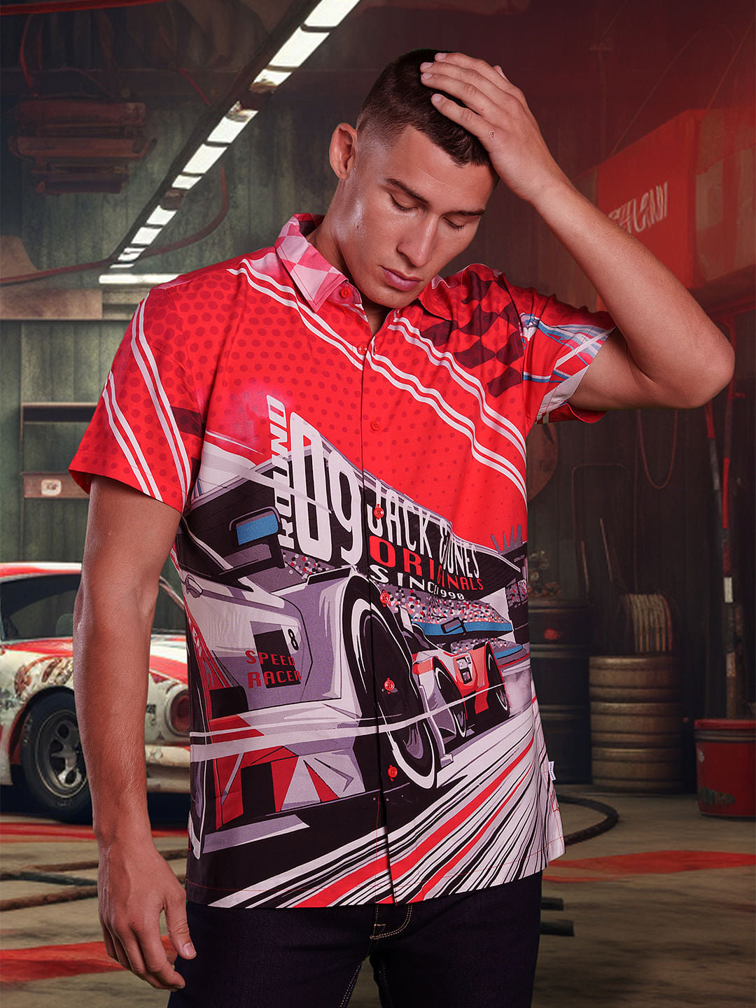 URBAN RACERS by JACK&JONES RED SPEED RACER PRINT SHIRT