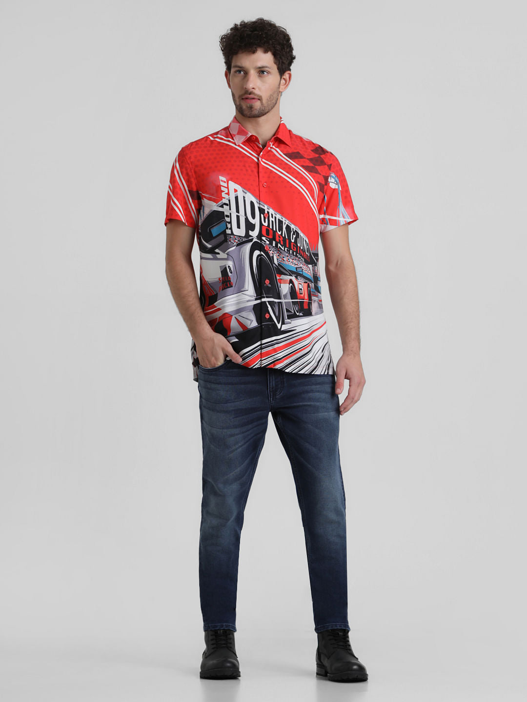 URBAN RACERS by JACK&JONES RED SPEED RACER PRINT SHIRT