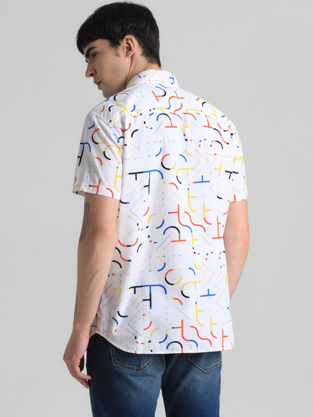 URBAN RACERS by JACK&JONES WHITE PRINTED SHORT SLEEVES SHIRT